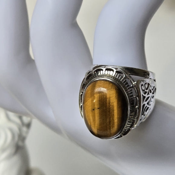 Stunning tiger's eye Sterling Silver ring. - Picture 7 of 14